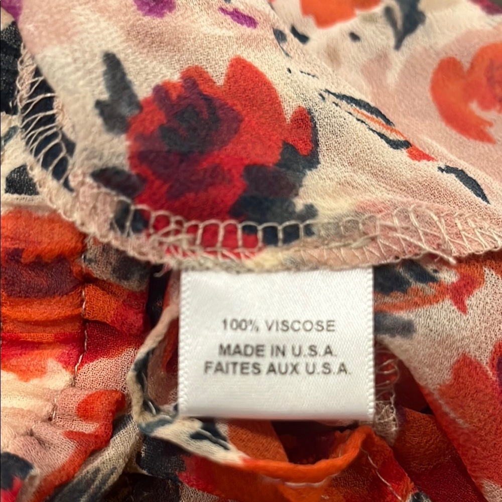 Misa Los Angles Manya Red Floral Ruffle Mini Skirt Elastic Waistband Size XS - Picture 6 of 6